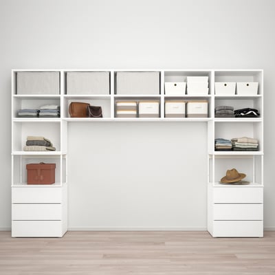 PLATSA دولاب ملابس مع 7 أبواب+6 أدراج, أبيض/Fonnes أبيض, 300x42x201 سم
