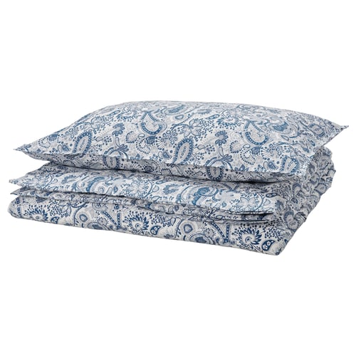 RODGERSIA غطاء لحاف و غطاء مخدة, أزرق/أبيض, 150x200/50x80 سم