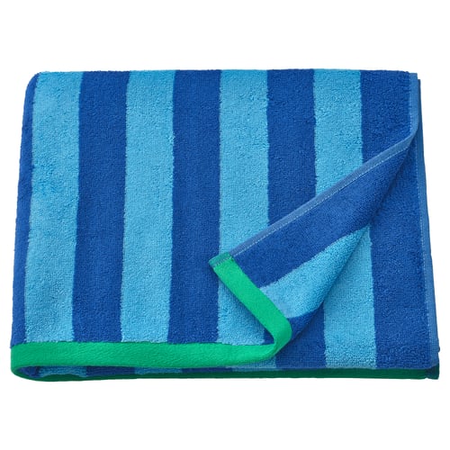 SLÅNHÖSTMAL منشفة حمّام, أزرق ساطع/أزرق فاتح مخطط, 70x140 سم