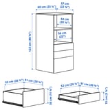 SMÅSTAD / PLATSA خزانة كتب, أبيض بتولا/مع 3 أدراج, ‎60x57x123 سم‏