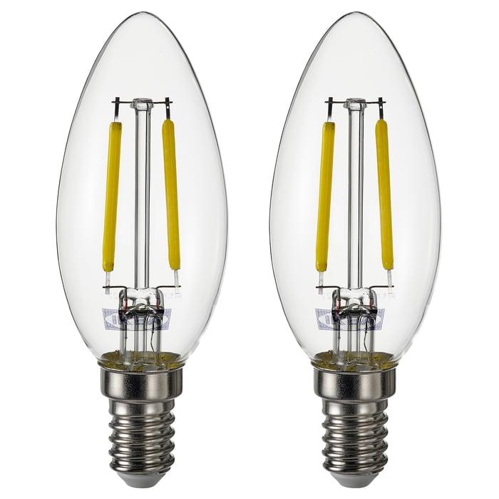 SOLHETTA لمبة LED E14 250 lumen, نجفة/شفاف - IKEA