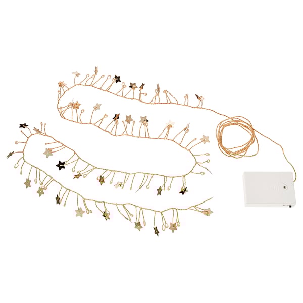 STRÅLA شريط إضاءة ليد 80 لمبة, يعمل بالبطارية صغير/نجمة لون ذهبي