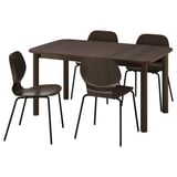 STRANDTORP / SIGTRYGG طاولة و 4 كراسي, بني/بني غامق أسود, ‎150/205/260 سم‏