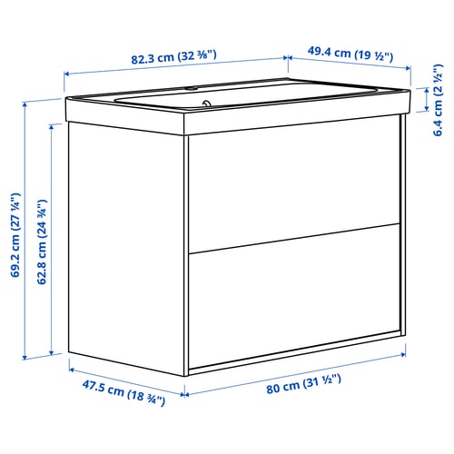 TÄNNFORSEN / ORRSJÖN خزانة حوض بأدراج/حوض مغسلة