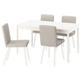 TONSTAD / TONSTAD طاولة و 4 كراسي, أبيض-عاجي/Fridtuna بيج فاتح أبيض-عاجي, ‎140/196x85 سم‏