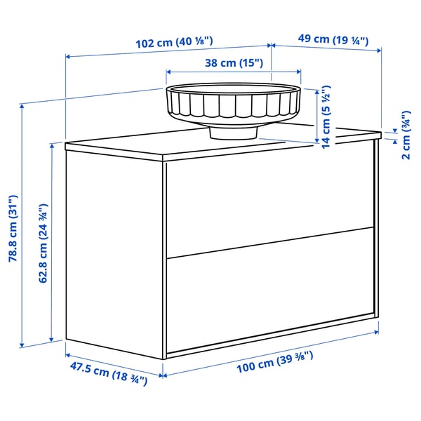 ÄNGSJÖN / LERSJÖN Wash-stnd w drawers/wash-basin