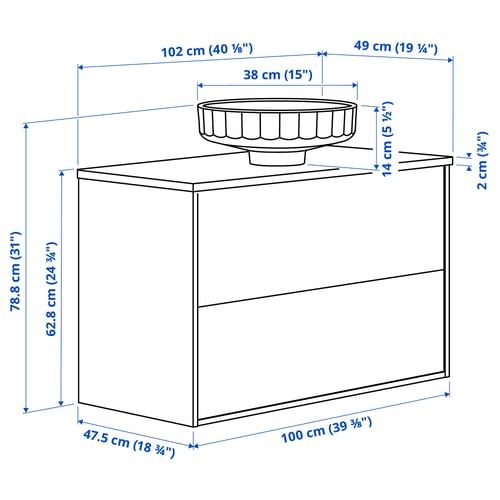 ÄNGSJÖN / LERSJÖN Wash-stnd w drawers/wash-basin