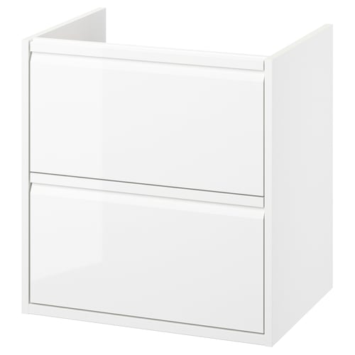ÄNGSJÖN white wall-mount wash-stand with drawers, minimalist design.