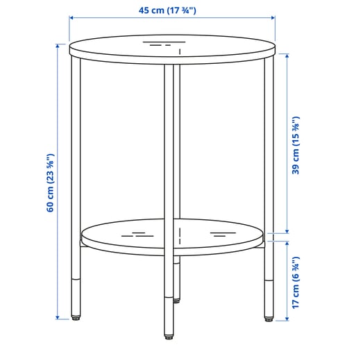Illustration with measurements for the product: ÄSPERÖD.