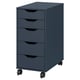 ALEX Drawer unit on castors, black-blue, 36x76 cm