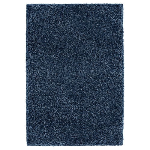 Almtjarn bath mat: navy, rectangle, soft microfiber.