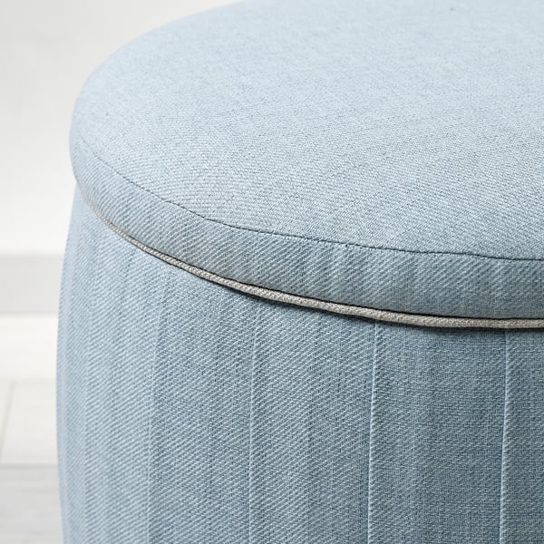 ÅTERLÖGA Pouffe, with storage/Kilanda light blue