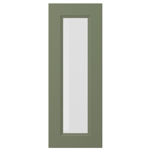 AXSTAD door, grey-green, rectangular, matte finish, glass panel, fiberboard core.