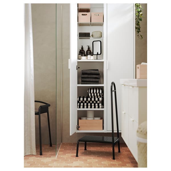 BÄSINGEN Step stool with handrail, anthracite