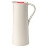 BEHÖVD Vacuum flask, beige/red, 1 l