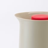 BEHÖVD Vacuum flask, beige/red, 1 l