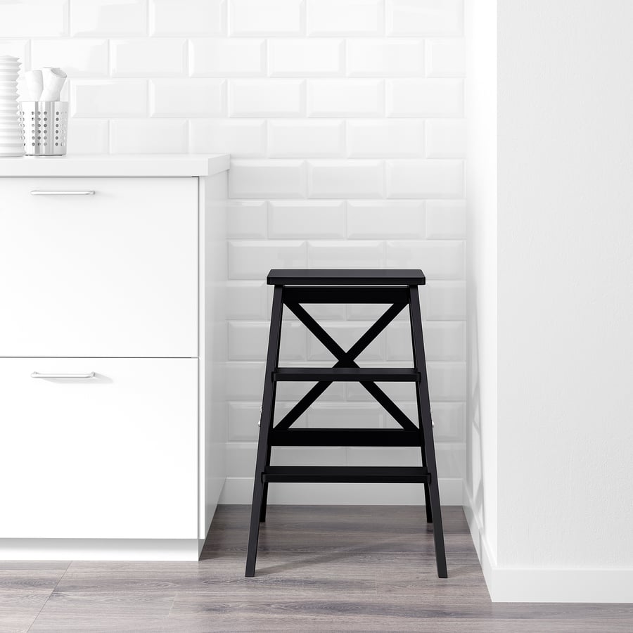 BEKVÄM Stepladder, 3 steps, black, 63 cm IKEA
