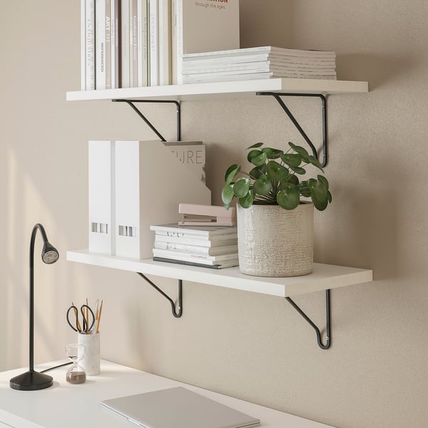 BERGSHULT / FÖRLÄGGARE Wall shelf, black/white, 80x30 cm