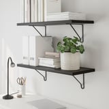 BERGSHULT / FÖRLÄGGARE Wall shelf, brown-black/black, 80x30 cm