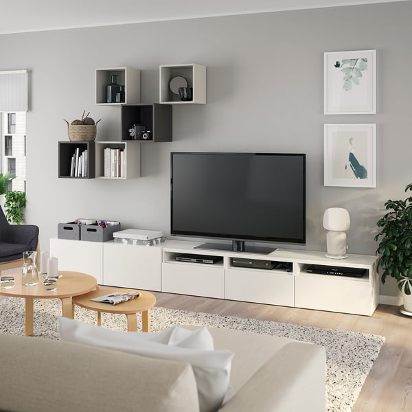BESTÅ / EKET combination for TV white, light grey/dark grey