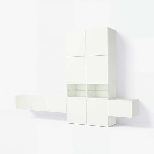 BESTÅ Media storage combination, white/Lappviken white, 360x42x231 cm
