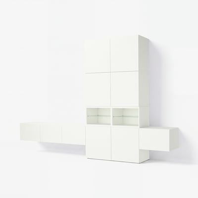 BESTÅ Media storage combination, white/Lappviken white, 360x42x231 cm