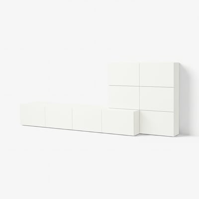 BESTÅ Media storage combination, white Lappviken/white, 300x42x114 cm