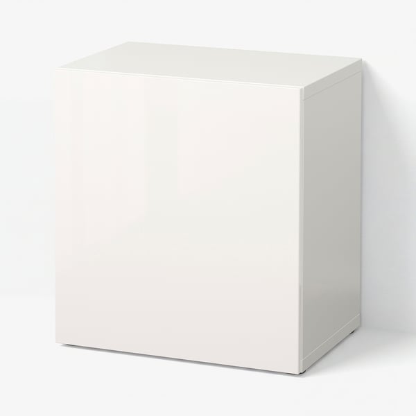 BESTÅ Shelf unit with door, white/Selsviken high-gloss/white, 60x42x64 cm