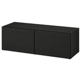 BESTÅ Shelf unit with doors, black-brown/Laxviken black-brown, 120x42x38 cm