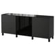 BESTÅ Storage combination w doors/drawers, Laxviken black/Selsviken high-gloss/black, 180x42x74 cm