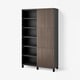 BESTÅ Storage combination with doors, black-brown Björköviken/brown stained oak veneer, 120x42x202 cm