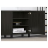 BESTÅ Storage combination with doors, black-brown/Hanviken/Stubbarp black-brown, 180x42x74 cm