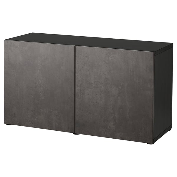 BESTÅ Storage combination with doors, blackbrown Kallviken/dark grey