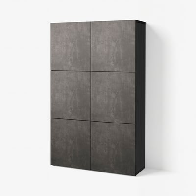 BESTÅ Storage combination with doors, black-brown Kallviken/dark grey concrete effect, 120x42x193 cm