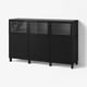 BESTÅ Storage combination with doors, black-brown Laxviken/black clear glass, 180x42x112 cm
