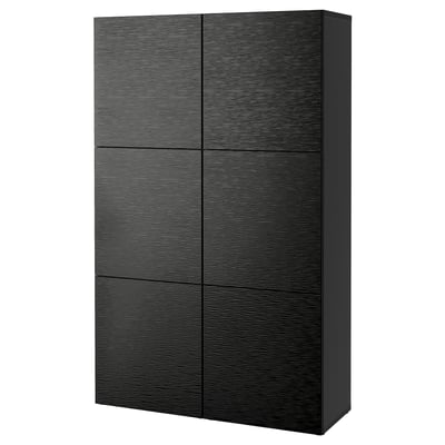 BESTÅ Storage combination with doors, black-brown/Laxviken black, 120x42x193 cm
