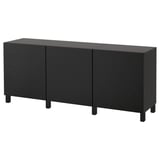 BESTÅ Storage combination with doors, black-brown/Laxviken/Stubbarp black, 180x42x74 cm