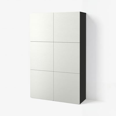 BESTÅ Storage combination with doors, black-brown/Laxviken white, 120x42x193 cm