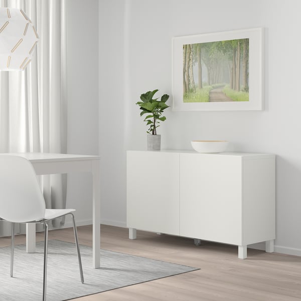BESTÅ Storage combination with doors, white/Lappviken/Stubbarp white, 120x42x74 cm