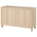 BESTÅ Storage combination with doors, white stained oak effect/Hanviken/Stubbarp white stained oak effect, 120x42x74 cm