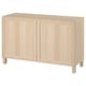 BESTÅ Storage combination with doors, white stained oak effect/Hanviken/Stubbarp white stained oak effect, 120x42x74 cm