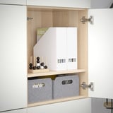 BESTÅ Storage combination with doors, white stained oak effect/Laxviken white, 120x42x193 cm