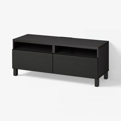 BESTÅ TV bench with drawers, black-brown/Laxviken/Stubbarp black, 120x42x48 cm