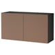 BESTÅ Wall-mounted cabinet combination, black-brown Lappviken/light grey-brown, 120x42x64 cm