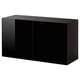 BESTÅ Wall-mounted cabinet combination, black-brown/Selsviken black, 120x42x64 cm