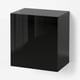 BESTÅ Wall-mounted cabinet combination, high-gloss/black/Selsviken, 60x42x64 cm
