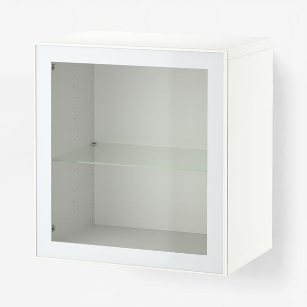 BESTÅ Wall-mounted cabinet combination, white Glassvik/white/light green clear glass, 60x42x64 cm