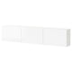 BESTÅ Wall-mounted cabinet combination, white/Selsviken high-gloss white, 180x22x38 cm