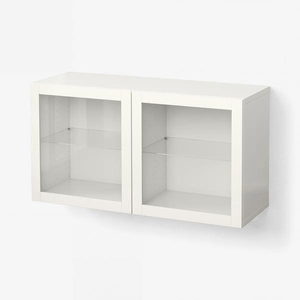 BESTÅ Wall-mounted cabinet combination, white/Sindvik clear glass, 120x42x64 cm