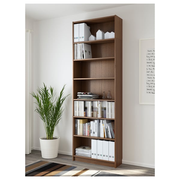 BILLY Bookcase, brown ash veneer, 80x28x237 cm IKEA